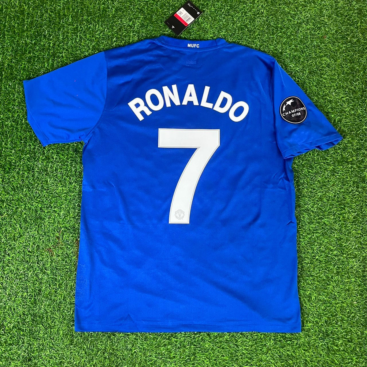 Cristiano Ronaldo Manchester United 2008 Champions League Patch Retro Short Jersey – Back View