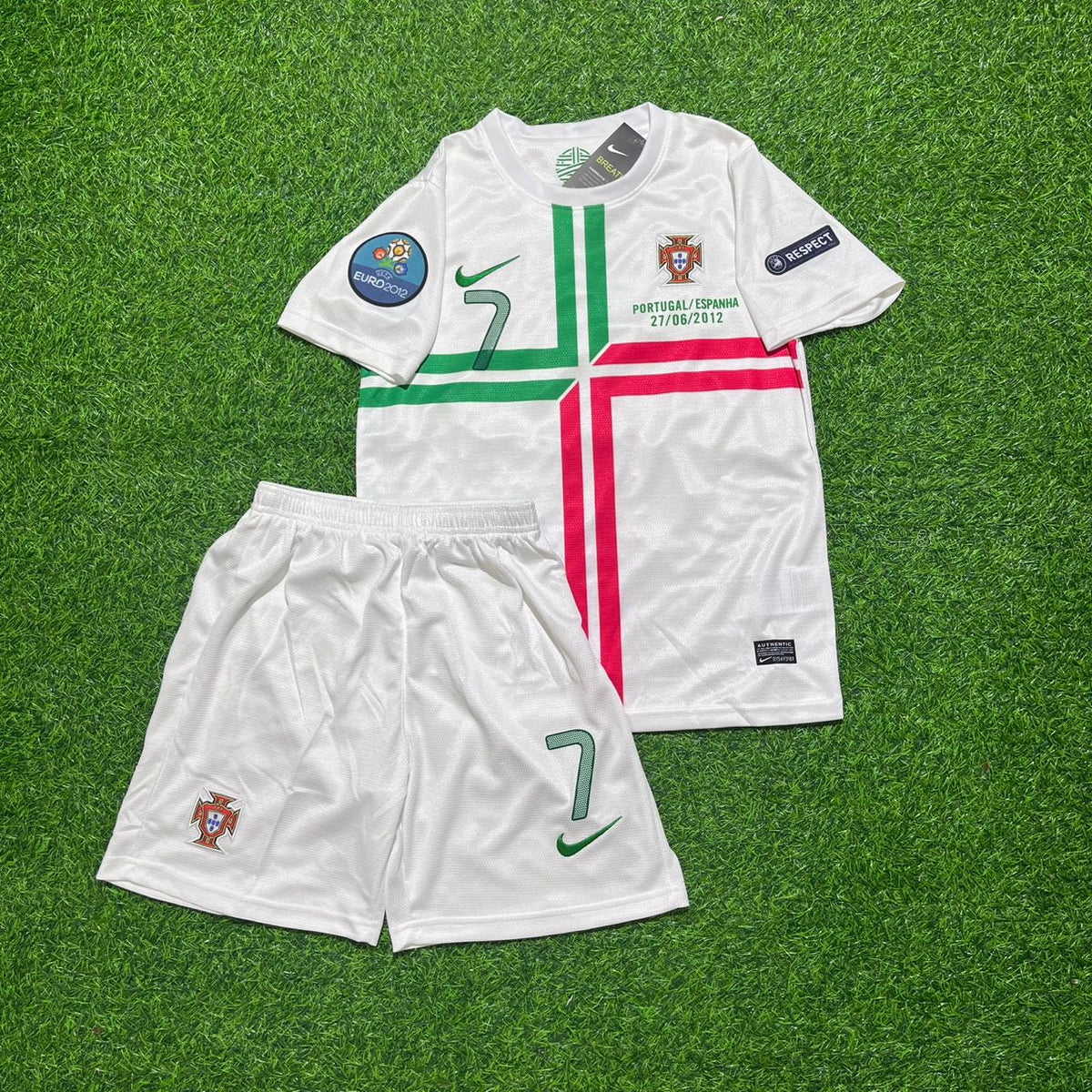 2012 Cristiano Ronaldo Portugal White Ronaldo Kids Kit Football Jersey for Children – 4