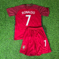 2016 Cristiano Ronaldo Portugal Home Ronaldo Kids Kit Football Jersey for Children – Back View