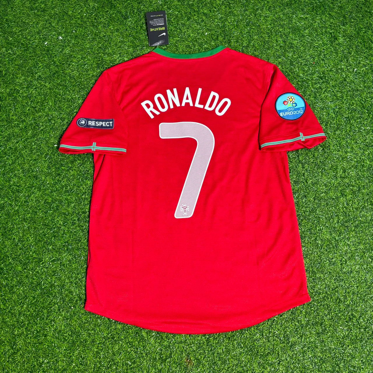 Portugal Euro 2012 Red Retro Football Jersey – Cristiano Ronaldo – Detailed View