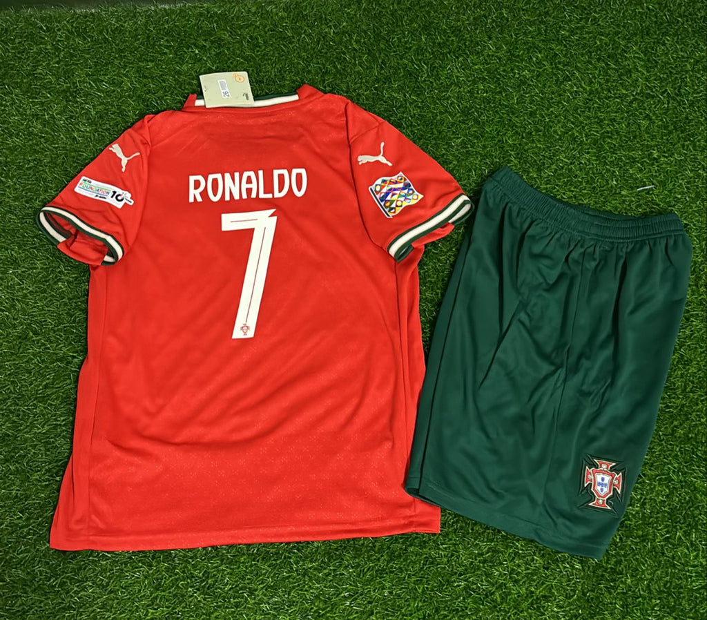 Cristiano Ronaldo Portugal UEFA Nations League Winner Kids Kit Jersey KinderTrikot Shirt – Back View