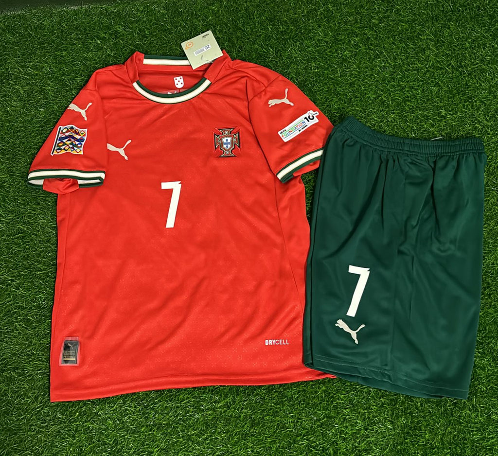 Cristiano Ronaldo Portugal UEFA Nations League Winner Kids Kit Jersey KinderTrikot Shirt – Front View
