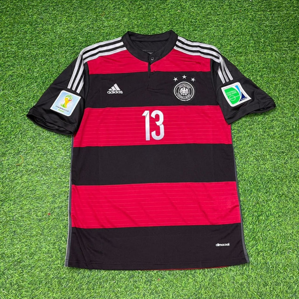 2014 Germany World Cup Thomas Müller Deutschland Brazil Black Red Retro Football Jersey – Front View