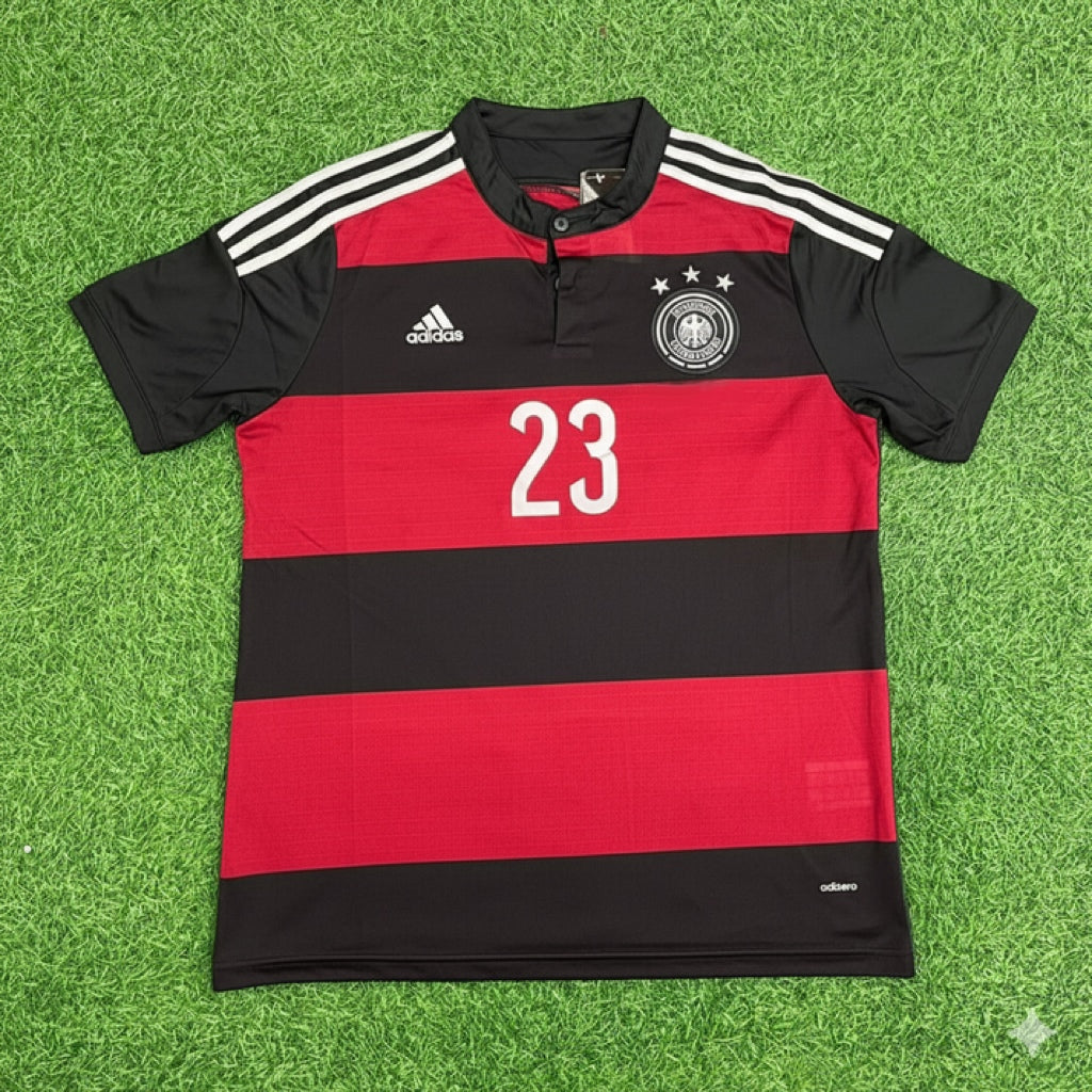 Mario Gomez Germany Deutschland 2014 World Cup Brazil Black Red Retro Jersey – Front View