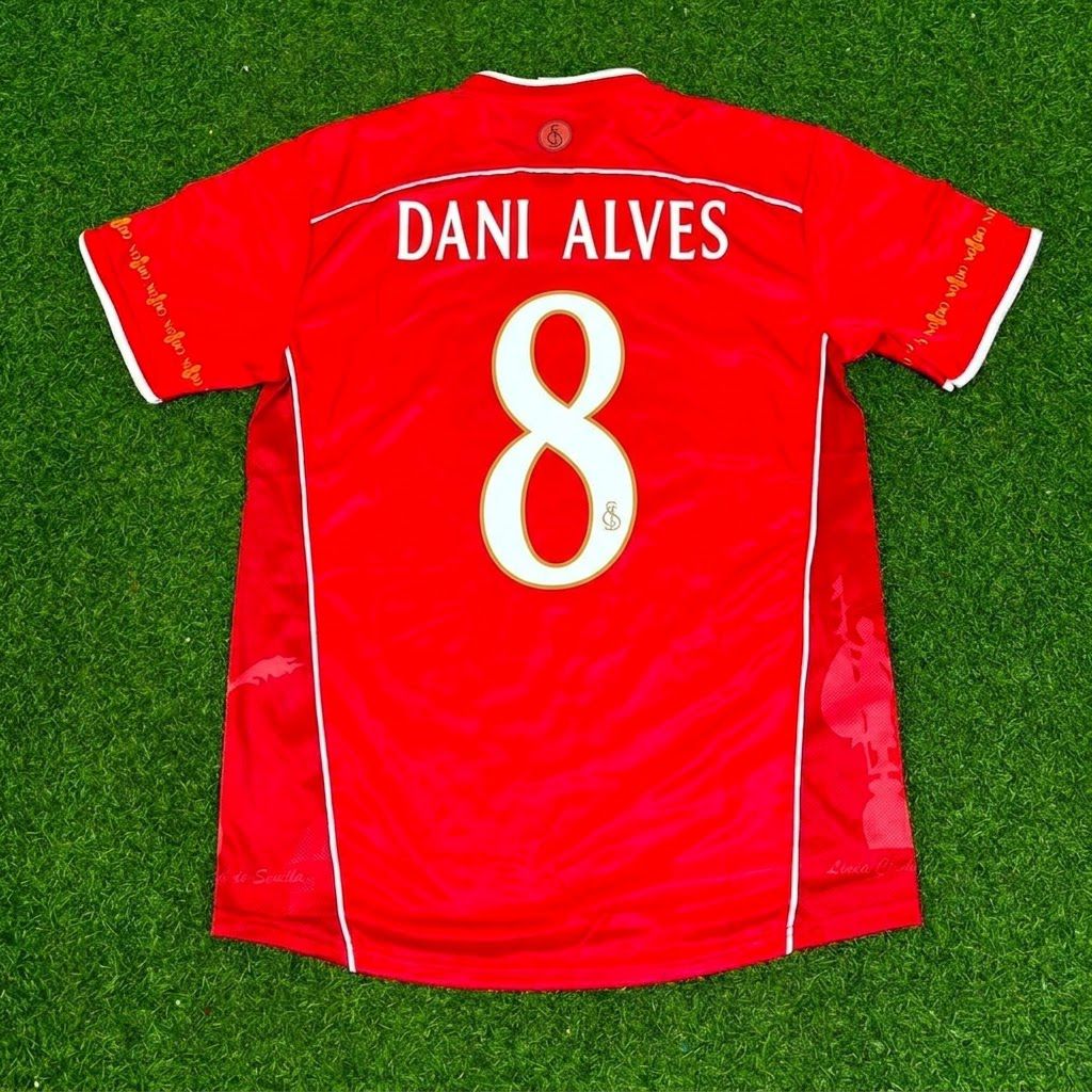Dani Alves Sevilla 2003/2004 Red Home Retro Football Jersey – Back View
