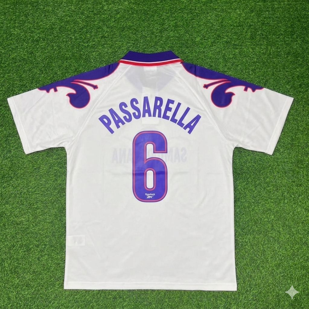 Daniel Passarella Fiorentina Retro White Football Jersey – Back View