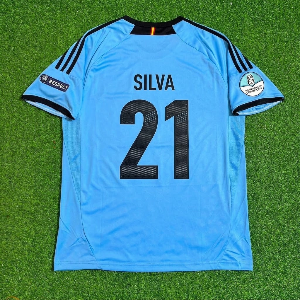 David Silva Spain EURO 2012 Final Retro Football Jersey – Back View