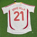 2006 Spain World Cup David Villa White Retro Football Jersey – Back View