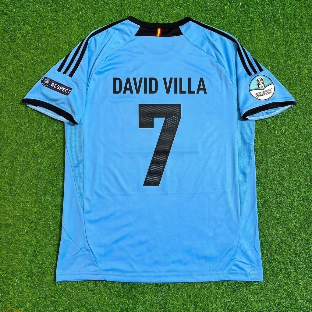 David Villa Spain EURO 2012 Final Retro Football Jersey – Back View