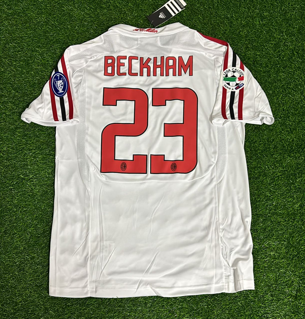 David Beckham 2009 AC Milan White Retro Jersey – Back View