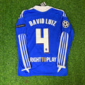 David Luiz #4 Chelsea Champhions League 2012 Munich Final Retro Long Sleeve Jersey – Back View