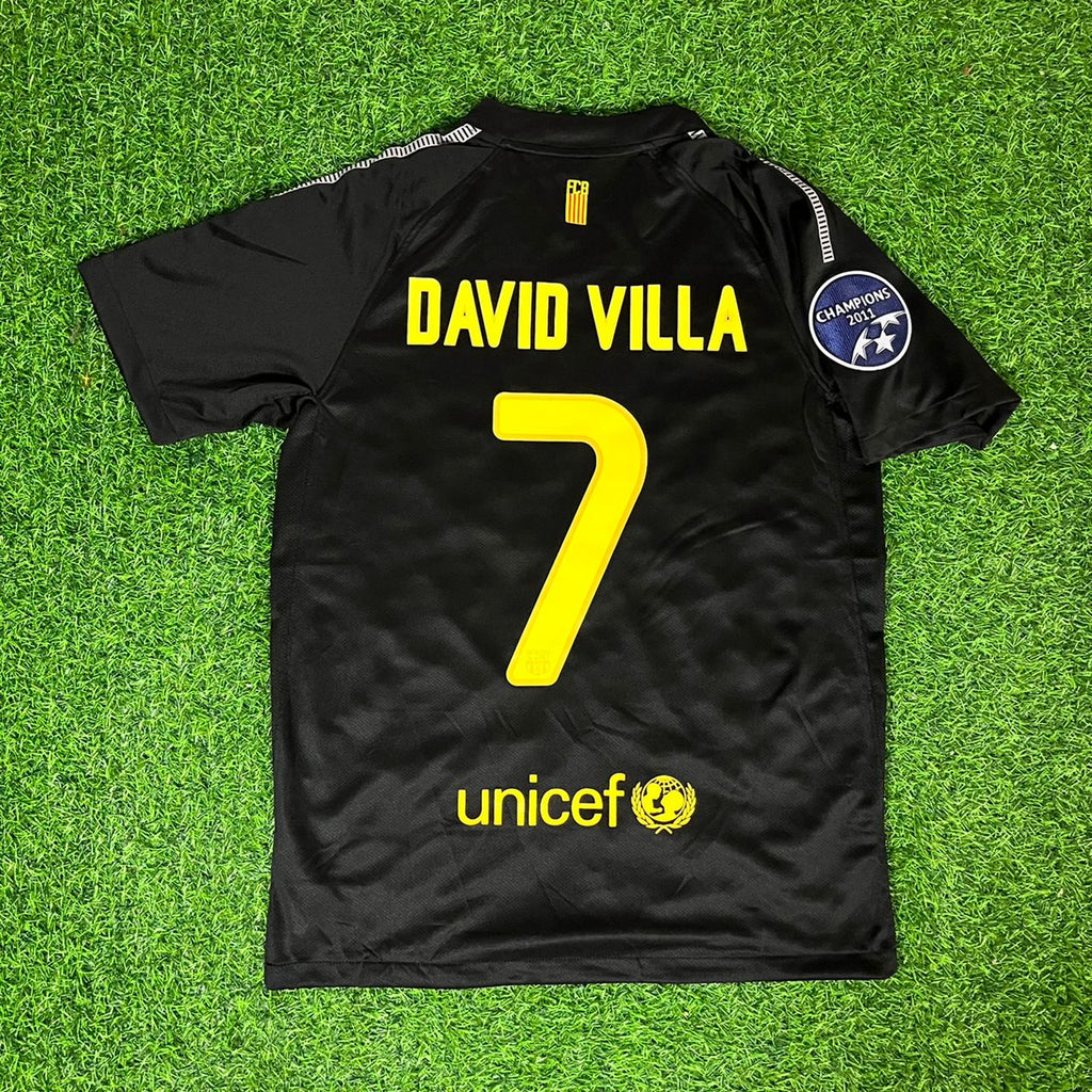 David Villa Black Barcelona 2011/12 Retro Kit Shirt Jersey – Back View