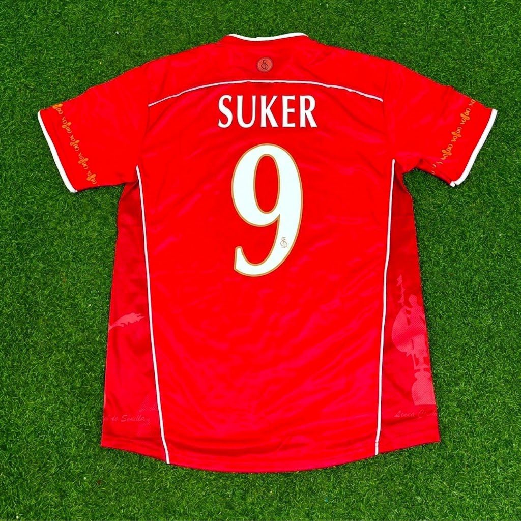 Davor Suker Sevilla Red Home Special Retro Football Jersey – Back View