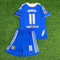 Didier Drogba 11 Chelsea Champhions League 2012 Munich Final Retro Kids Kit Jersey – Back View