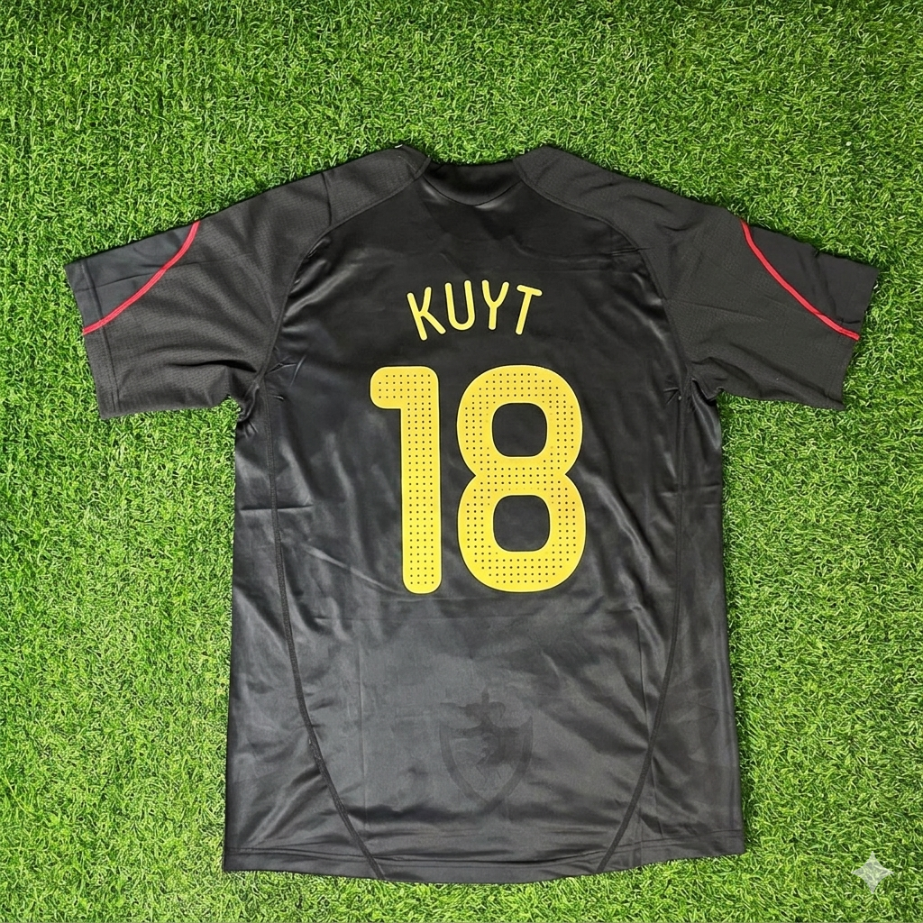2009/10 Dirk Kuyt Liverpool Black Retro Football Jersey – Back View