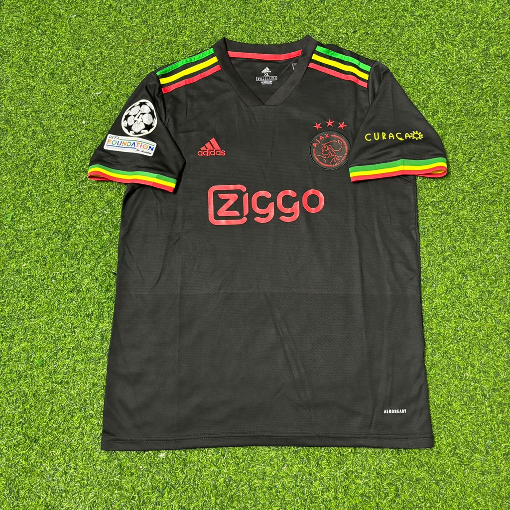 2021 Dušan Tadić Ajax 2022 Black Bob Marley Edition Retro Football Jersey – Front View
