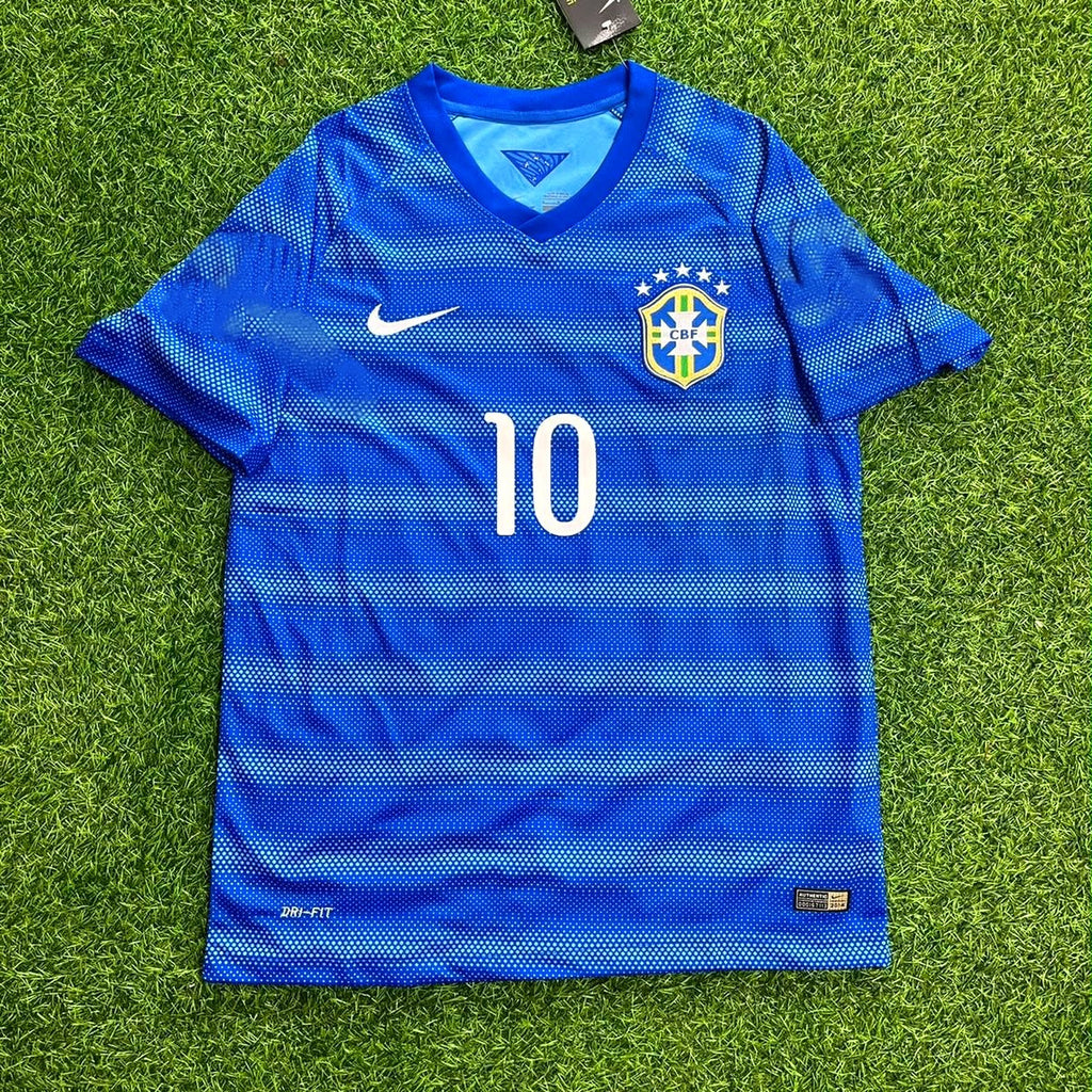 Neymar JR Brazil 10- Retro Blue Jersey – Front View