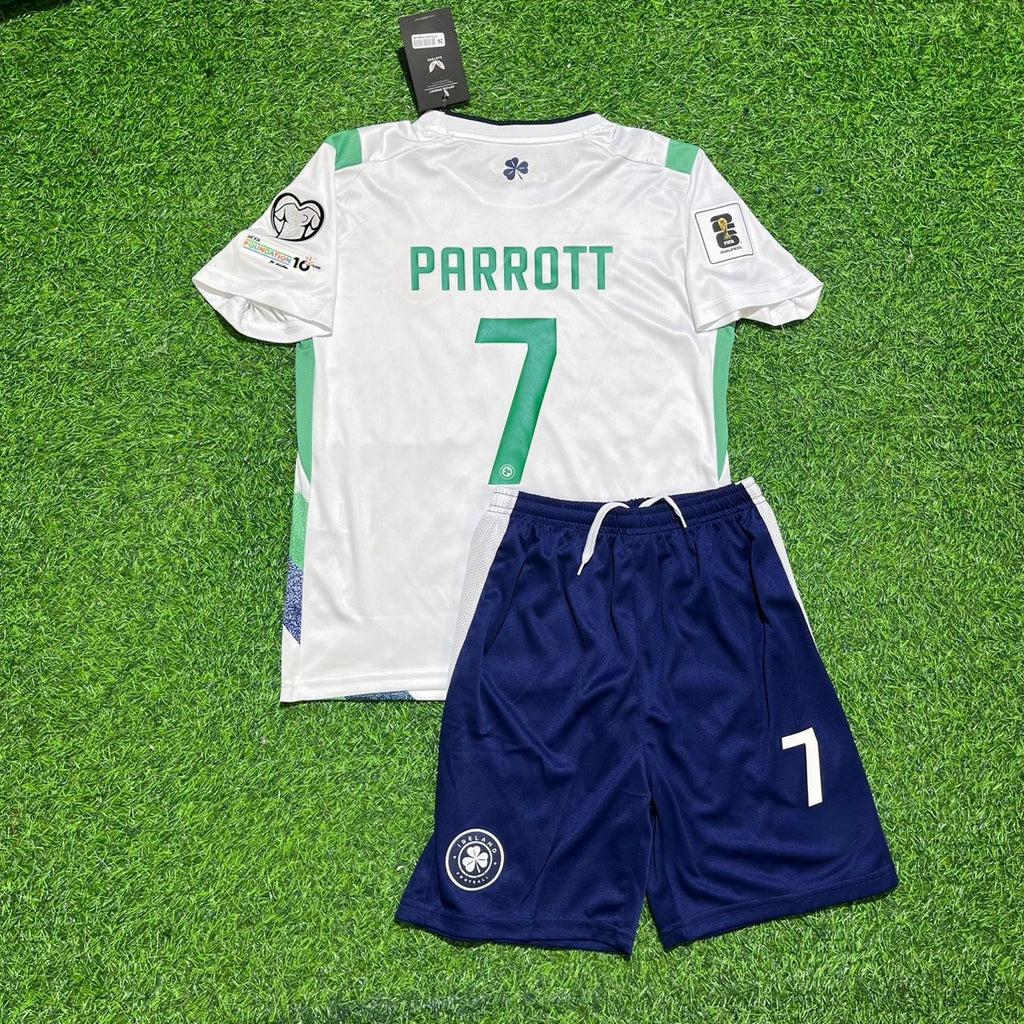 Ireland Éire White 2026 World Cup Kids Football Jersey – Troy Daniel Parrott – Back View