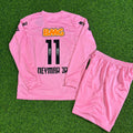 Neymar Jr Santos Kids Pink Long Sleeve Retro Football Jersey – Back View