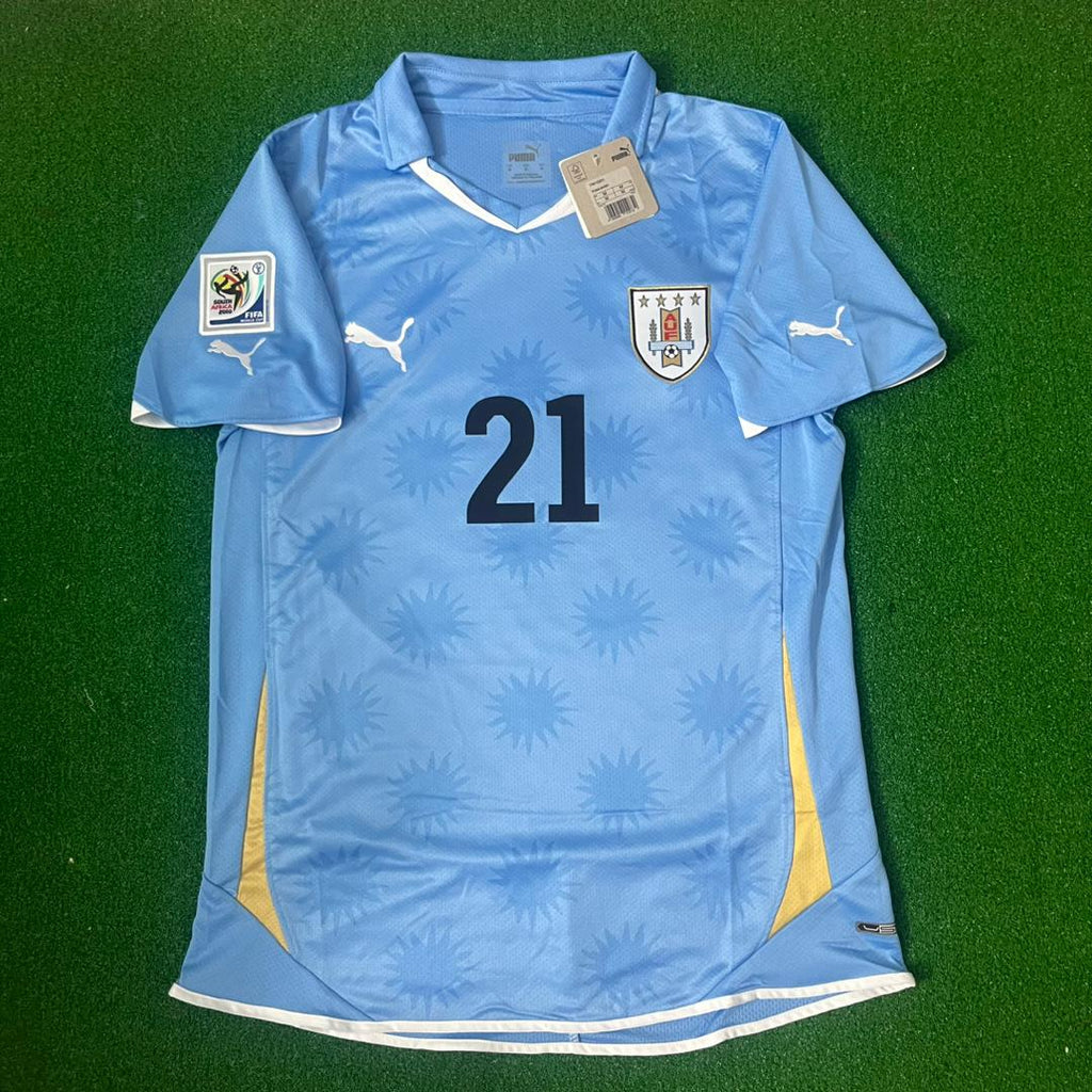 Edinson Cavani Uruguay 2010 South Aftica World Cup Blue Retro Jersey – Front View