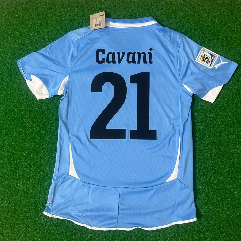 Edinson Cavani Uruguay 2010 South Aftica World Cup Blue Retro Jersey – Back View