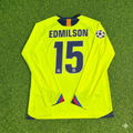 Edmilson Barcelona 2005-2006 Yellow Green Retro Long Sleeve Football Jersey – Back View