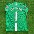 Edwin van der Sar Manchester United Goalkeeper Green Retro Long Sleeve Jersey – Back View