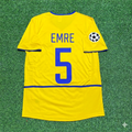 2002/03 Emre Belözoğlu Inter Milan Yellow Retro Football Jersey – Back View
