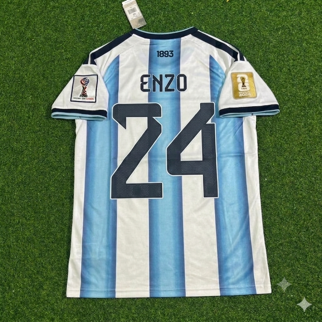 Enzo Fernandez Argentina 2026 World Cup Football Jersey – Back View