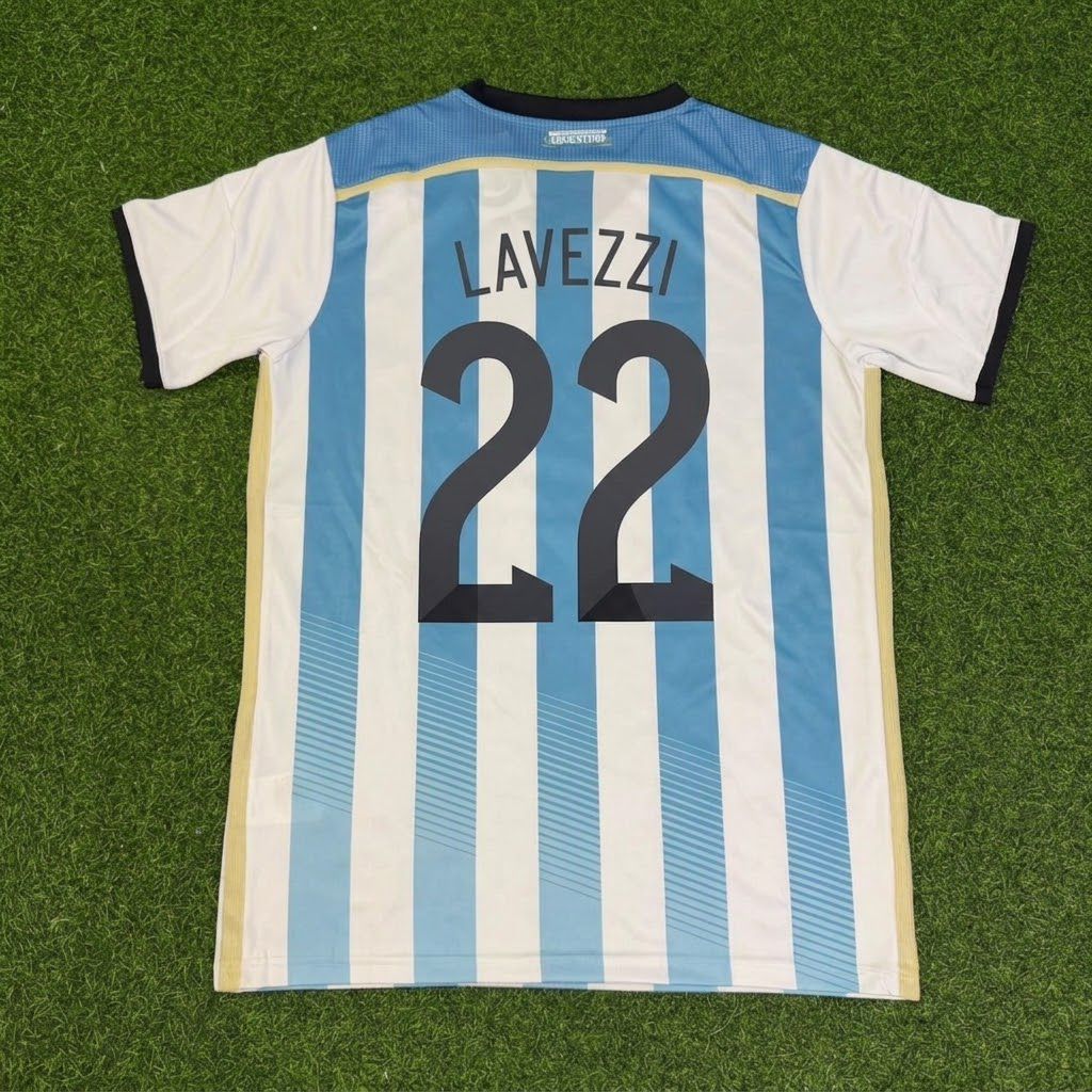 Ezequiel Lavezzi Argentina 2014 World Cup Home Retro Jersey – Back View