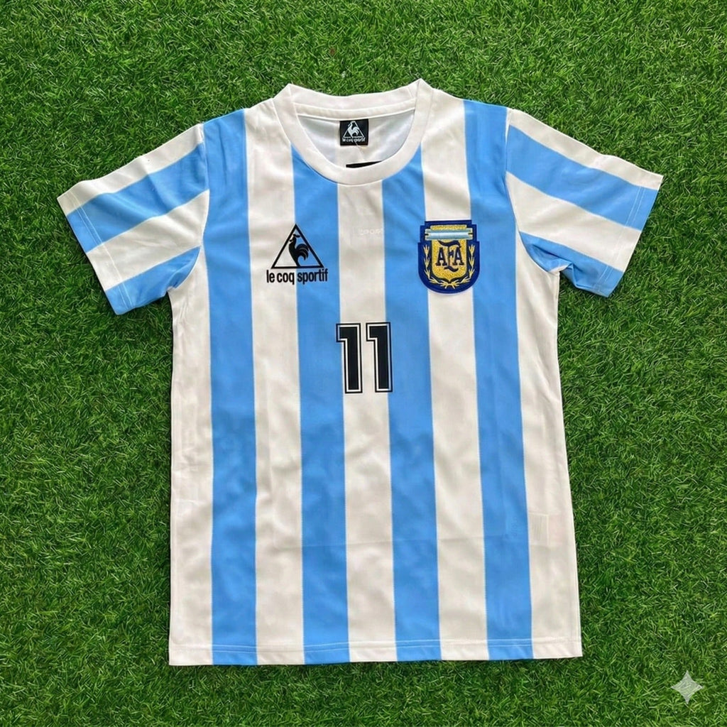 Argentina 1986 Home Retro Football Jersey – Jorge Valdano 11- – Front View