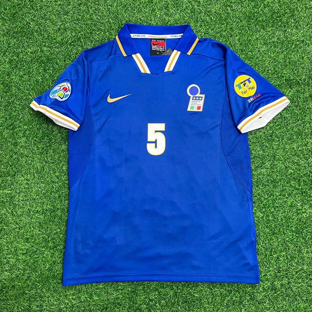 Fabio Cannavaro Italy EURO 1996 Blue Retro Soccer Kit Jersey Camisate – Front View