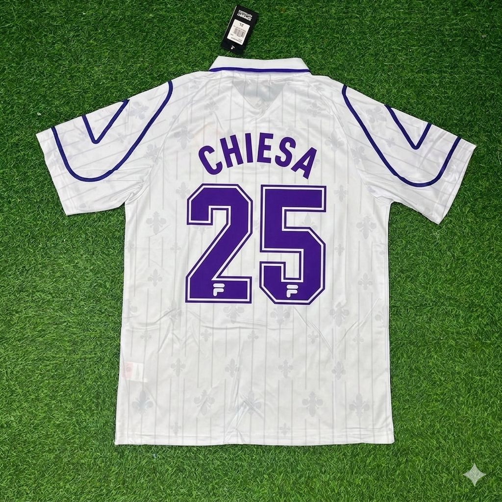 Federico Chiesa Fiorentina White Retro Football Jersey – Back View
