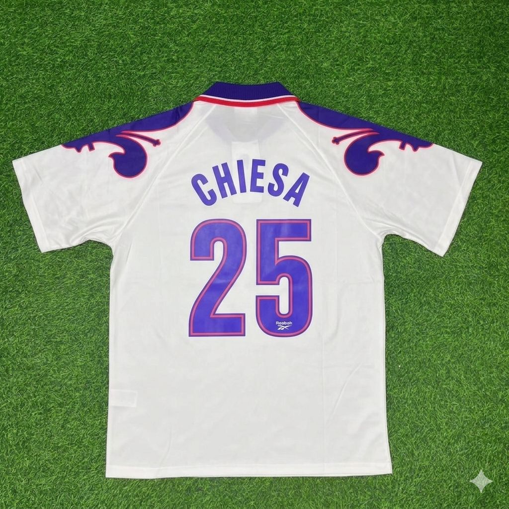 Federico Chiesa Fiorentina Retro White Football Jersey – Back View