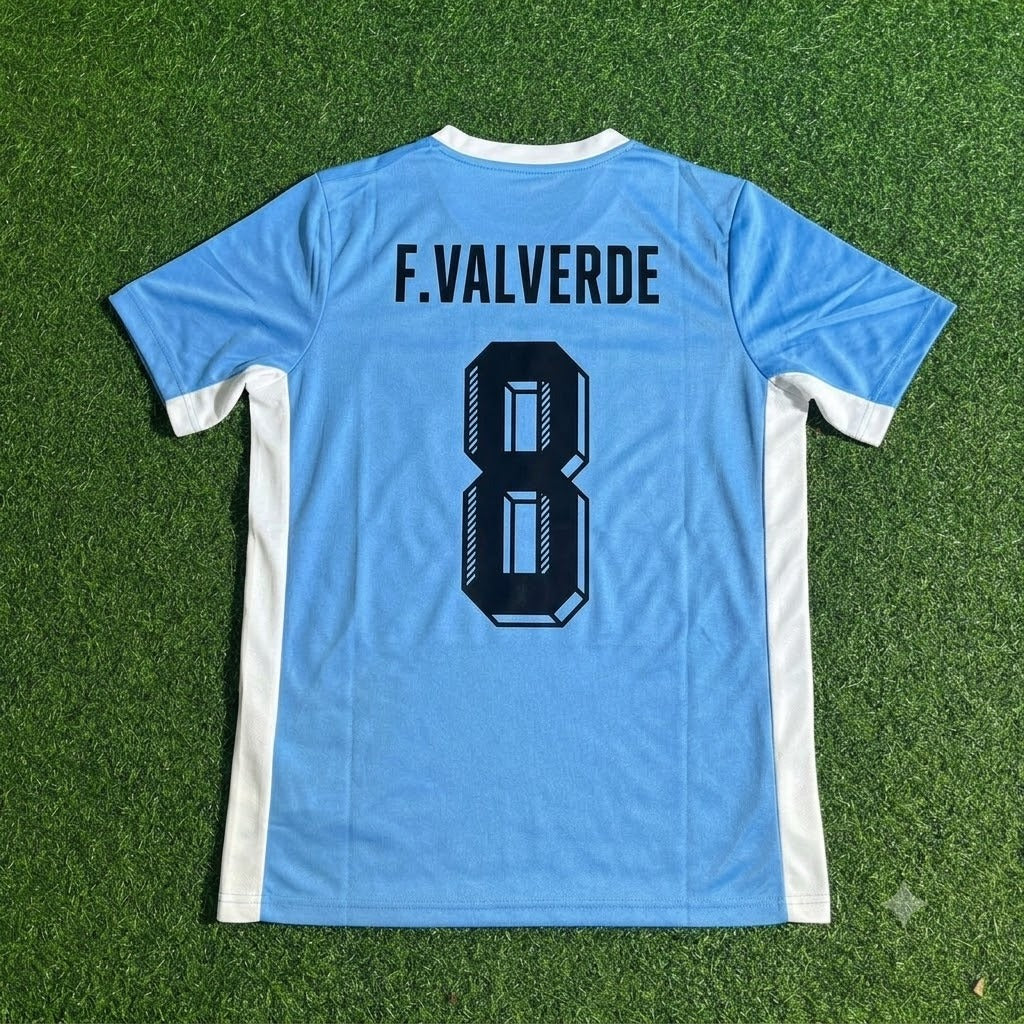 Federico Valverde #8 Uruguay World Cup Special Edition Blue Football Jersey – Back View
