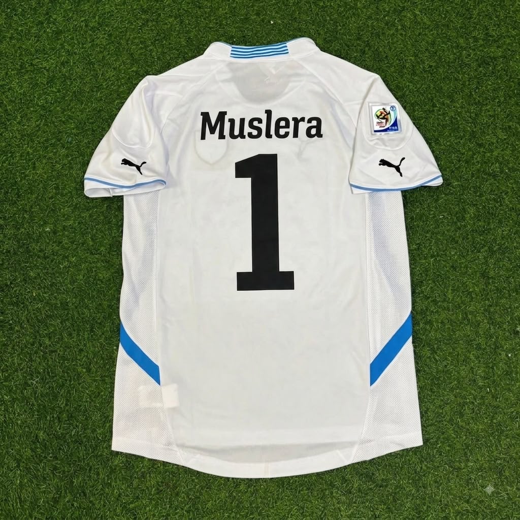Fernando Muslera Uruguay 2010 World Cup White Retro Football Jersey – Back View