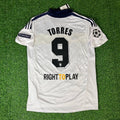 2011 Fernando Torres 9 - Chelsea 2012 Champions League White Yellow Retro Football Jersey – Back View