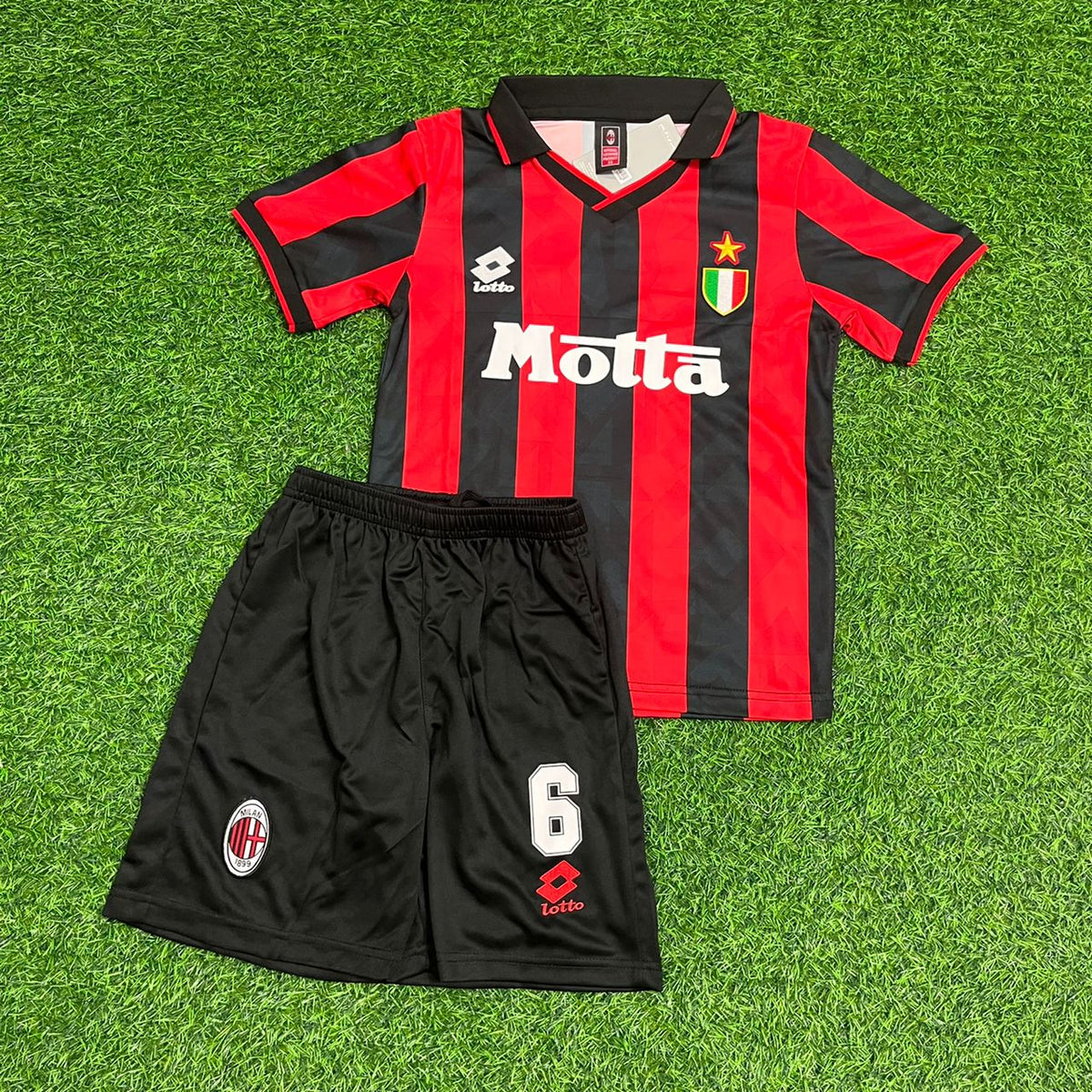 Franco Baresi AC Milan 1993 1994 Retro Kids Soccer Jersey Kinder – Front View