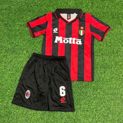 1993/94 AC Milan Retro Kids Soccer Jersey Kinder Football Jersey – Franco Baresi – Front View