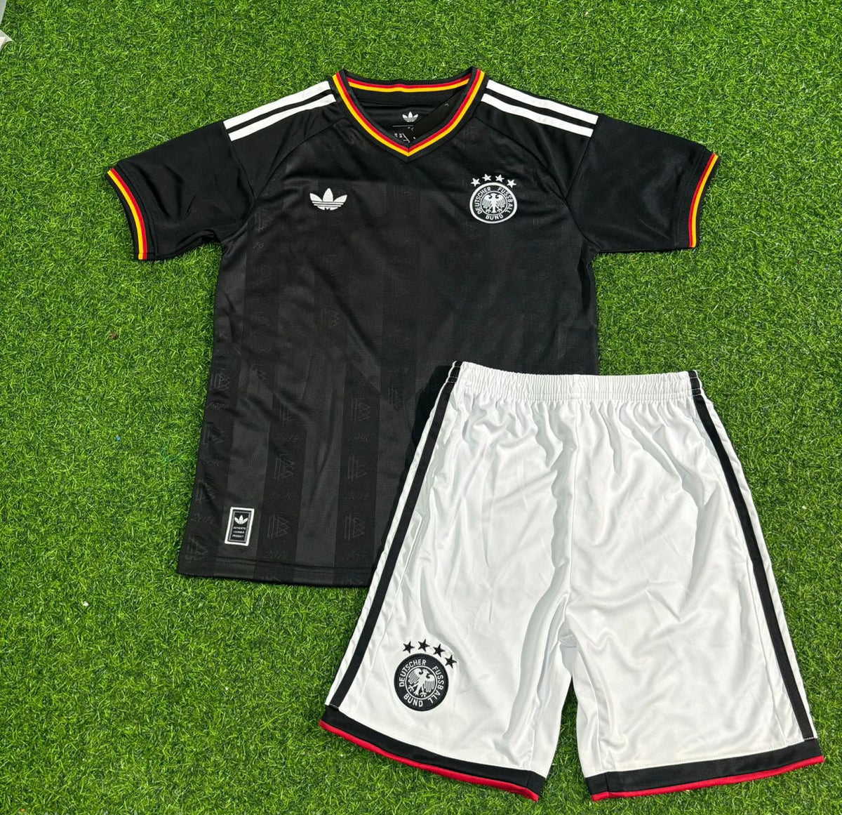 Olaf Thon Germany Black Retro Kids Football Jersey – Front View