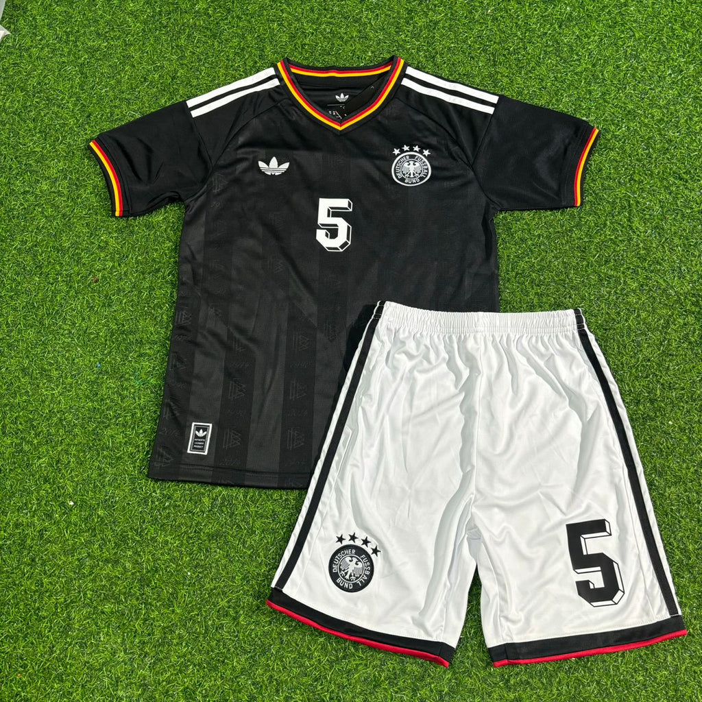 Franz Beckenbauer Germany Black Retro Kids Football Jersey – Front View