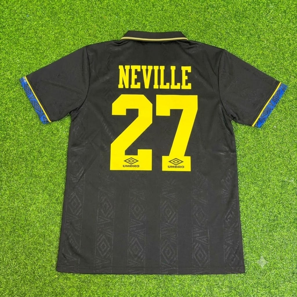 1992 Gary Neville Manchester United 1993 Retro Retro Football Jersey – Back View