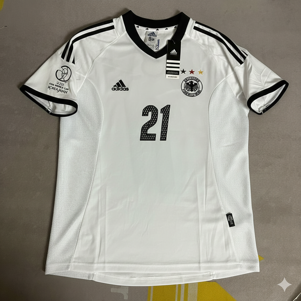 Germany Deutschland 2002 World Cup Japan Korea White Retro Jersey – Christoph Metzelder – Front View