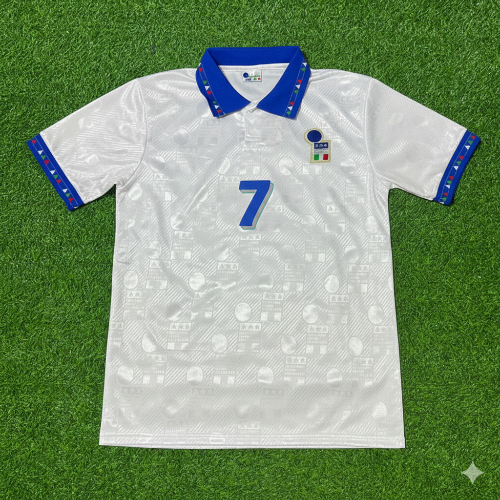 Italy 1994 World Cup White Retro Football Jersey – Roberto Donadoni – Front View
