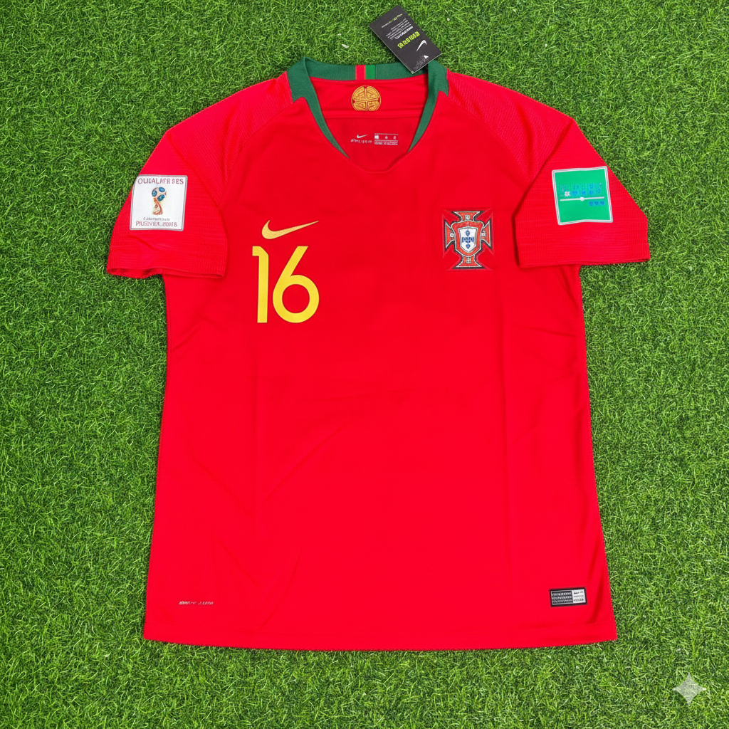 Portugal 2018 World Cup Red Retro Football Jersey – Bruno Fernandes – Front View