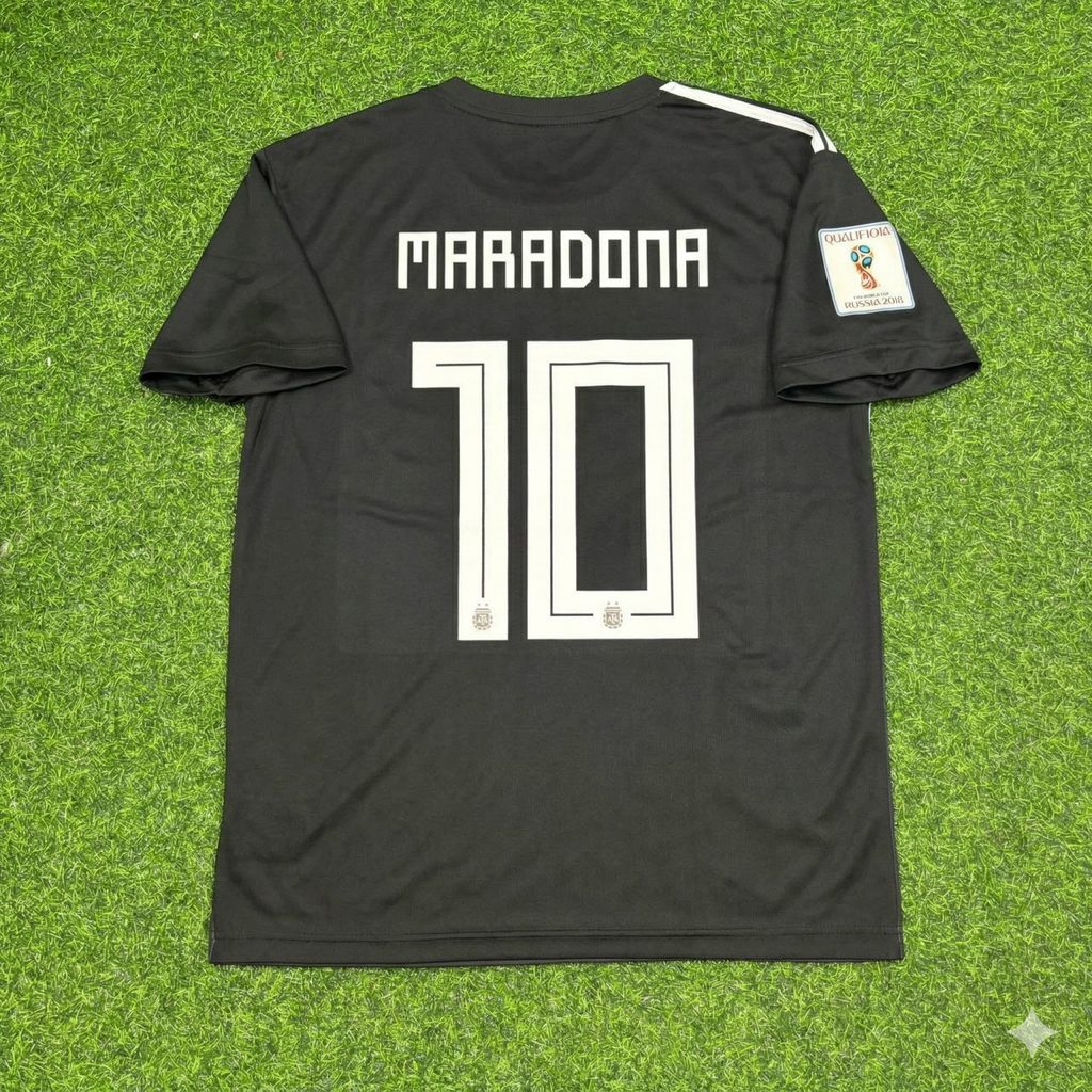 Argentina Black Retro Football Jersey – Diego Armando Maradona – Back View