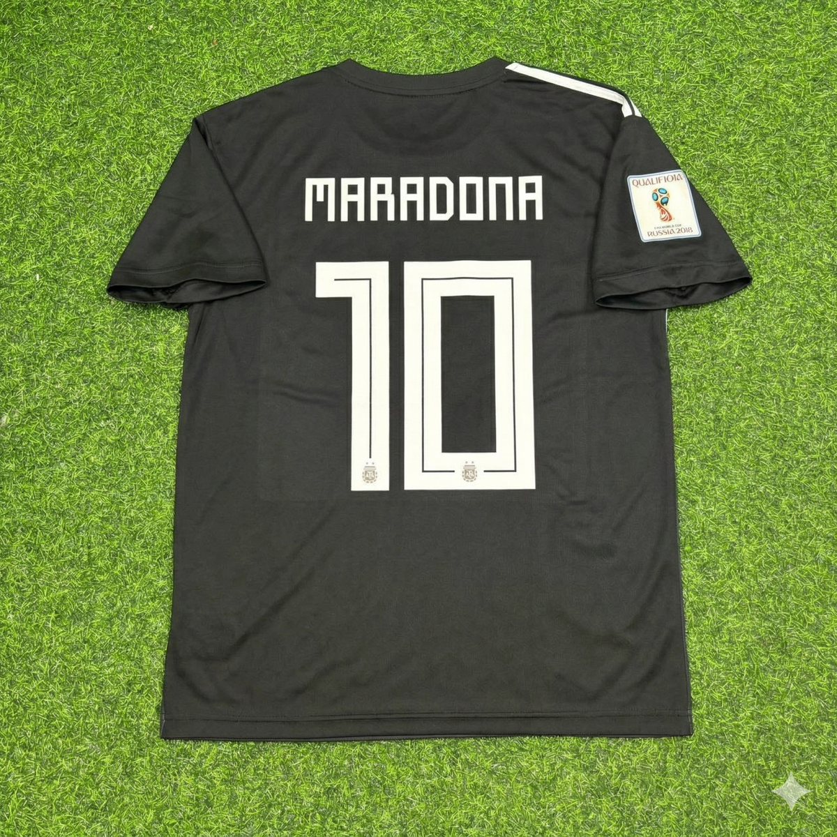Argentina Black Retro Football Jersey – Diego Armando Maradona – Back View