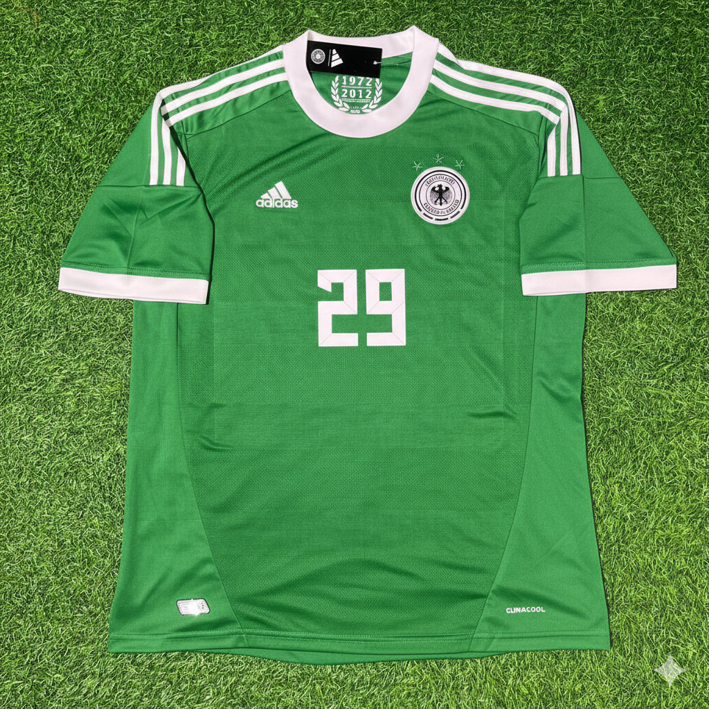 Germany EURO 2012 Green Retro Football Jersey – Per Mertesacker – Front View