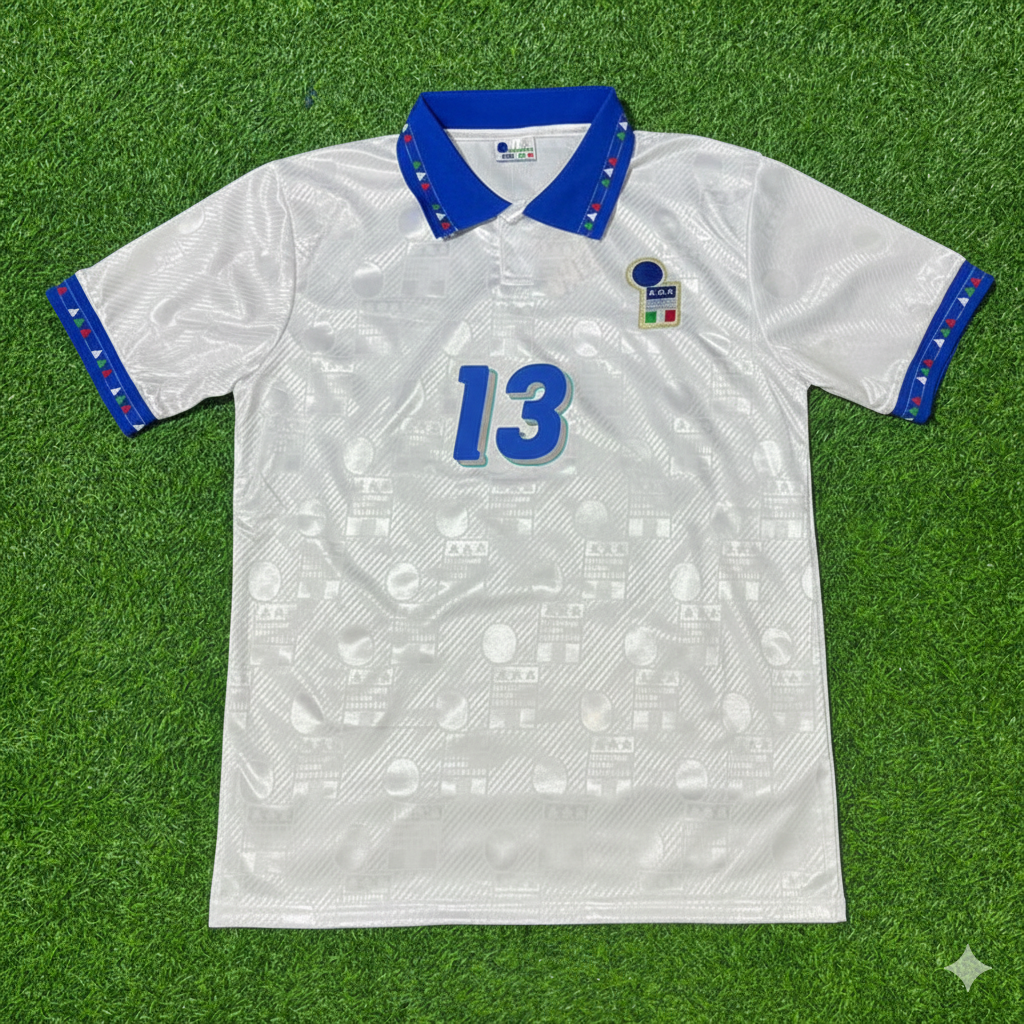 Italy 1994 World Cup White Retro Football Jersey – Antonio Benarrivo – Front View