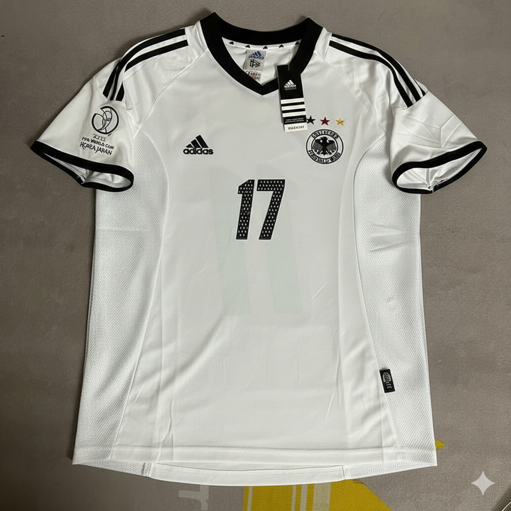 Germany Deutschland 2002 World Cup Japan Korea White Retro Jersey – Marco Bode – Front View